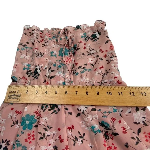 Zara Pink Floral Sleeveless Chiffon Shorts Romper Small - Picture 5 of 7